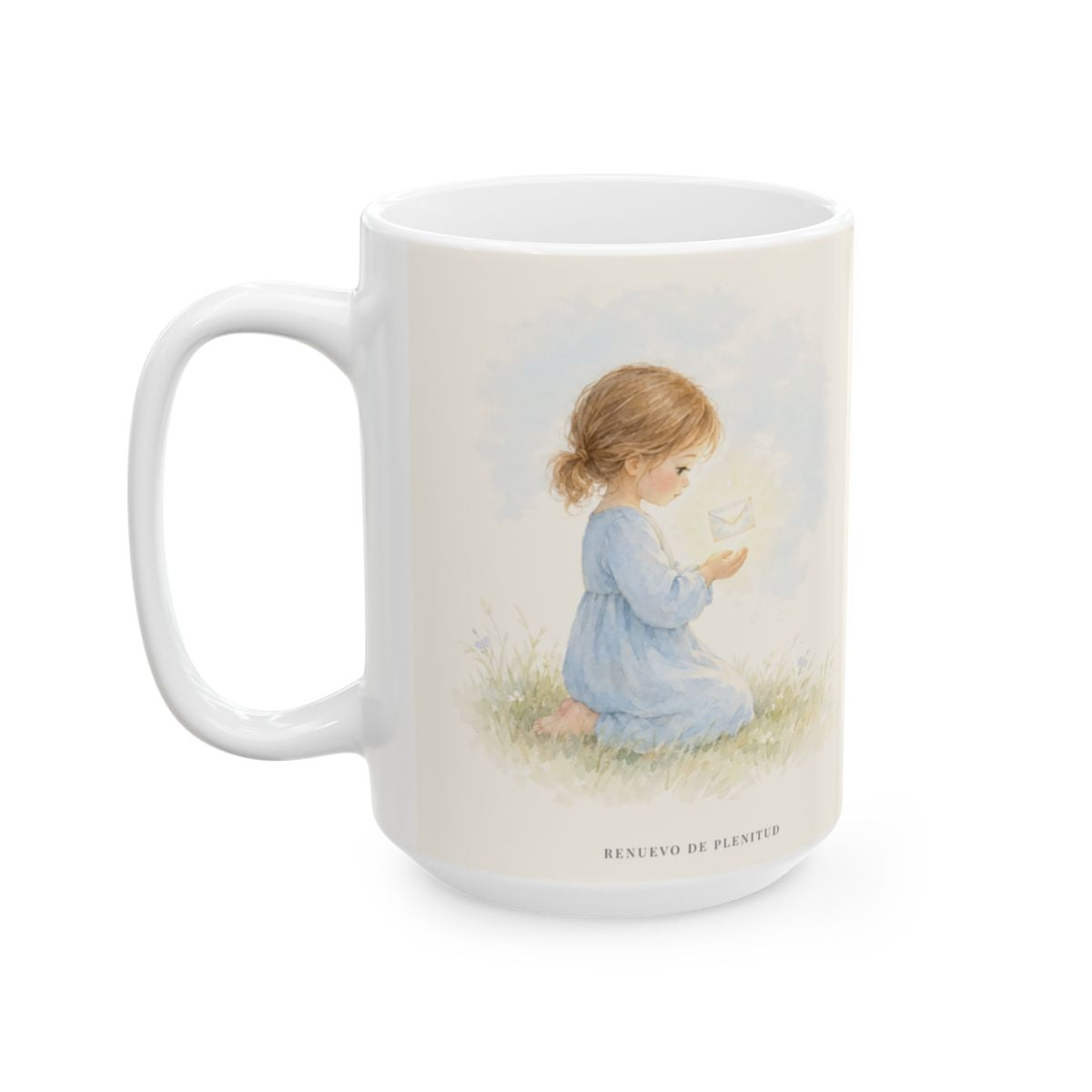 Dios siempre escucha a sus hijos | Taza cristiana en dos tamaños | Lucas 18:1 — 15 oz · Cara ilustrada