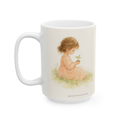 Dios de mi salvación, tú eres mi alegría | Taza de fe para cada mañana | Habacuc 3:17-18 — 15 oz · Cara ilustrada