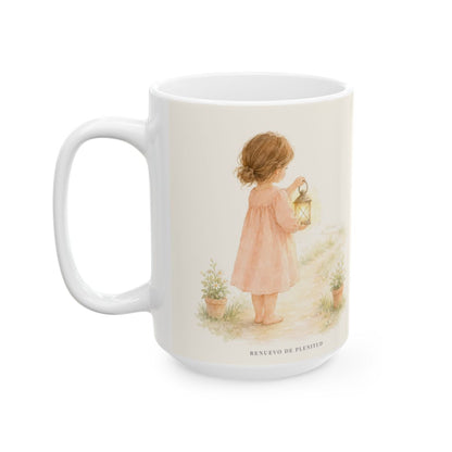 Dios me hace portadora de su paz | Taza cristiana para regalar | Mateo 5:9 — 15 oz · Cara ilustrada