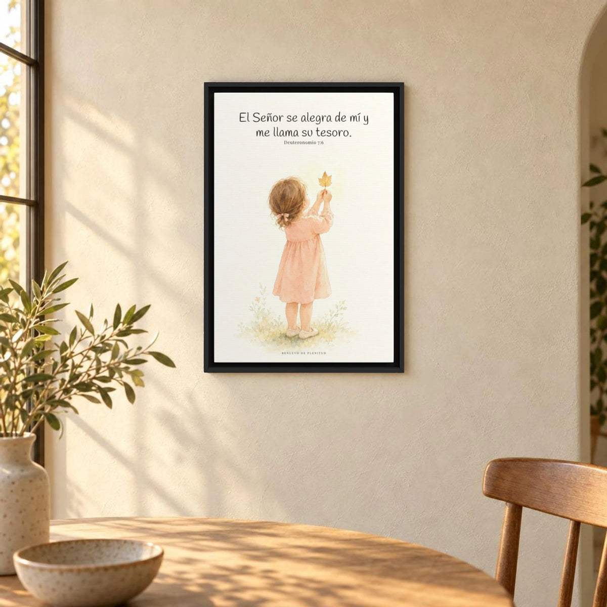 El Señor se alegra de mí | Decoración cristiana enmarcada | Deuteronomio 7:6 — 16×24 pulgadas, marco negro, vista frontal ambiental, escala física calibrada