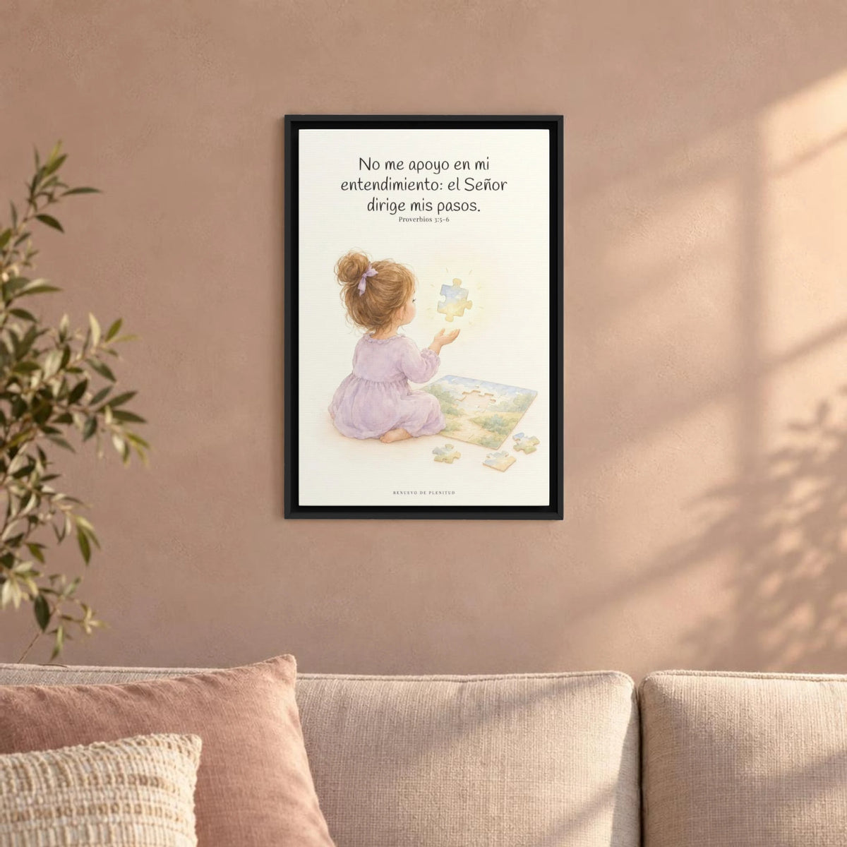 El Señor dirige mis pasos | Decoración cristiana enmarcada | Proverbios 3:5-6 — 16×24 pulgadas, marco negro, vista frontal ambiental, escala física calibrada