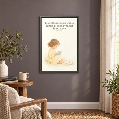 Jehová es el Dios que mantiene su palabra — Lienzo Cristiano Enmarcado | Malaquías 3:6 — 16×24 pulgadas, marco espresso, vista frontal ambiental, escala física calibrada