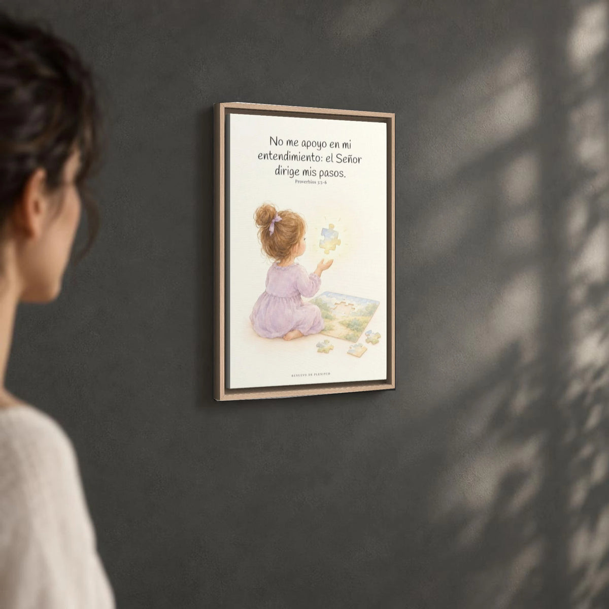 El Señor dirige mis pasos | Decoración cristiana enmarcada | Proverbios 3:5-6 — 16×24 pulgadas, marco natural, vista angular ambiental del marco flotante, escala física calibrada