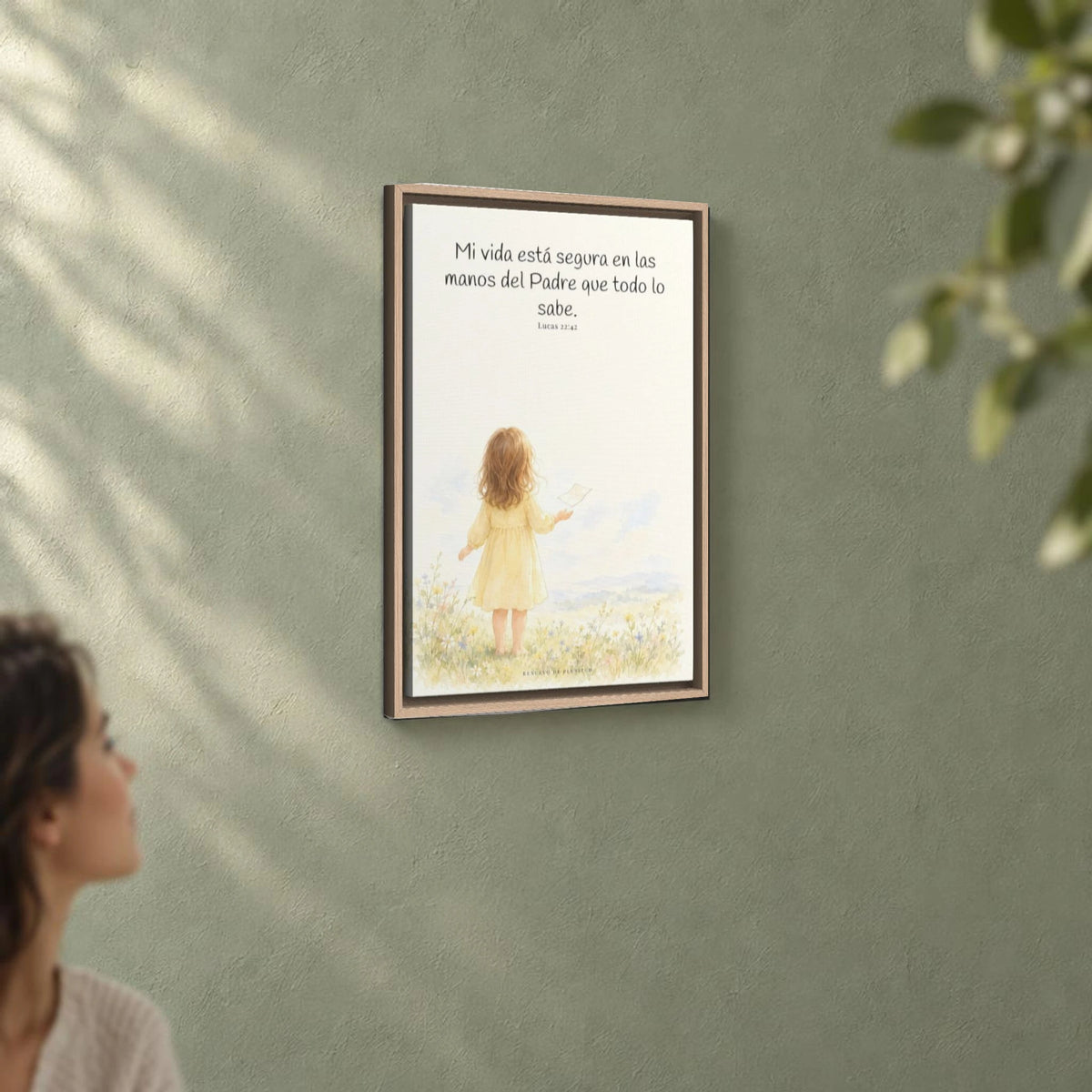 Confío en el Padre que todo lo sabe | Decoración cristiana enmarcada | Lucas 22:42 — 16×24 pulgadas, marco natural, vista angular ambiental del marco flotante, escala física calibrada