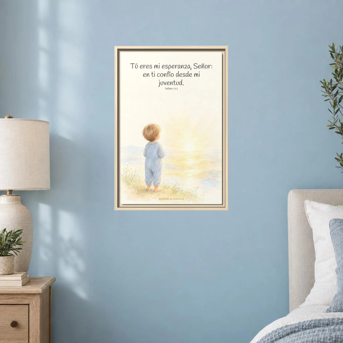 Tú eres mi esperanza, Señor — Lienzo Cristiano Enmarcado | Salmo 71:5 — 16×24 pulgadas, marco natural, vista frontal ambiental, escala física calibrada
