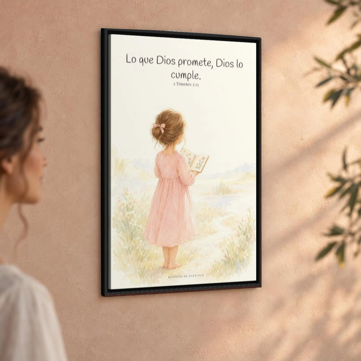 Su palabra no vuelve vacía | Arte de fe en lienzo | 2 Timoteo 2:13 — 24×36 pulgadas, marco negro, vista angular ambiental del marco flotante, escala física calibrada