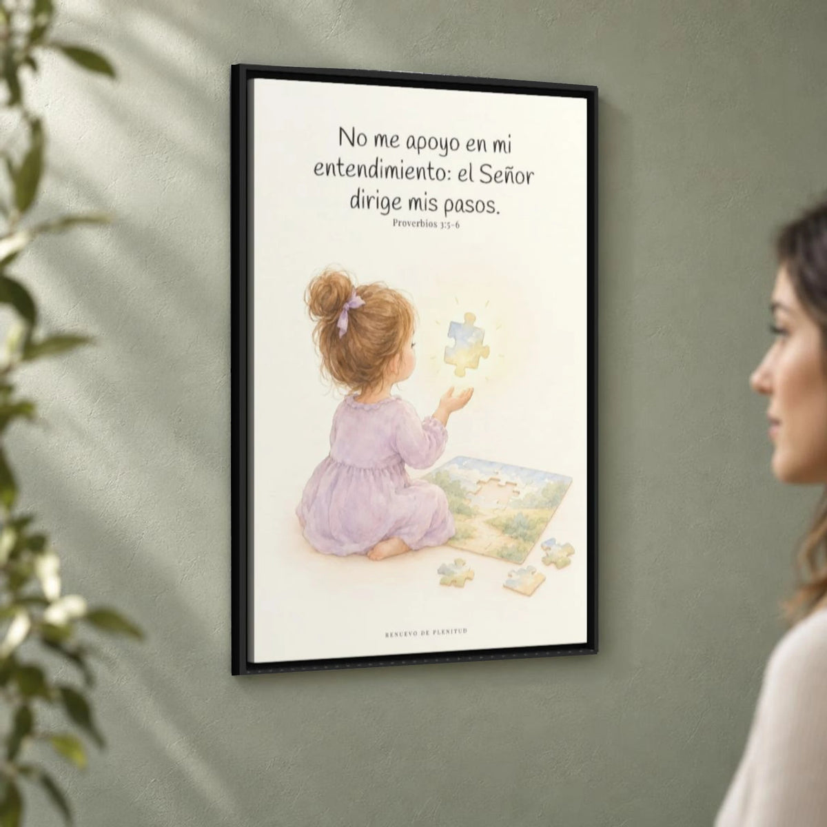 El Señor dirige mis pasos | Decoración cristiana enmarcada | Proverbios 3:5-6 — 24×36 pulgadas, marco negro, vista angular ambiental del marco flotante, escala física calibrada