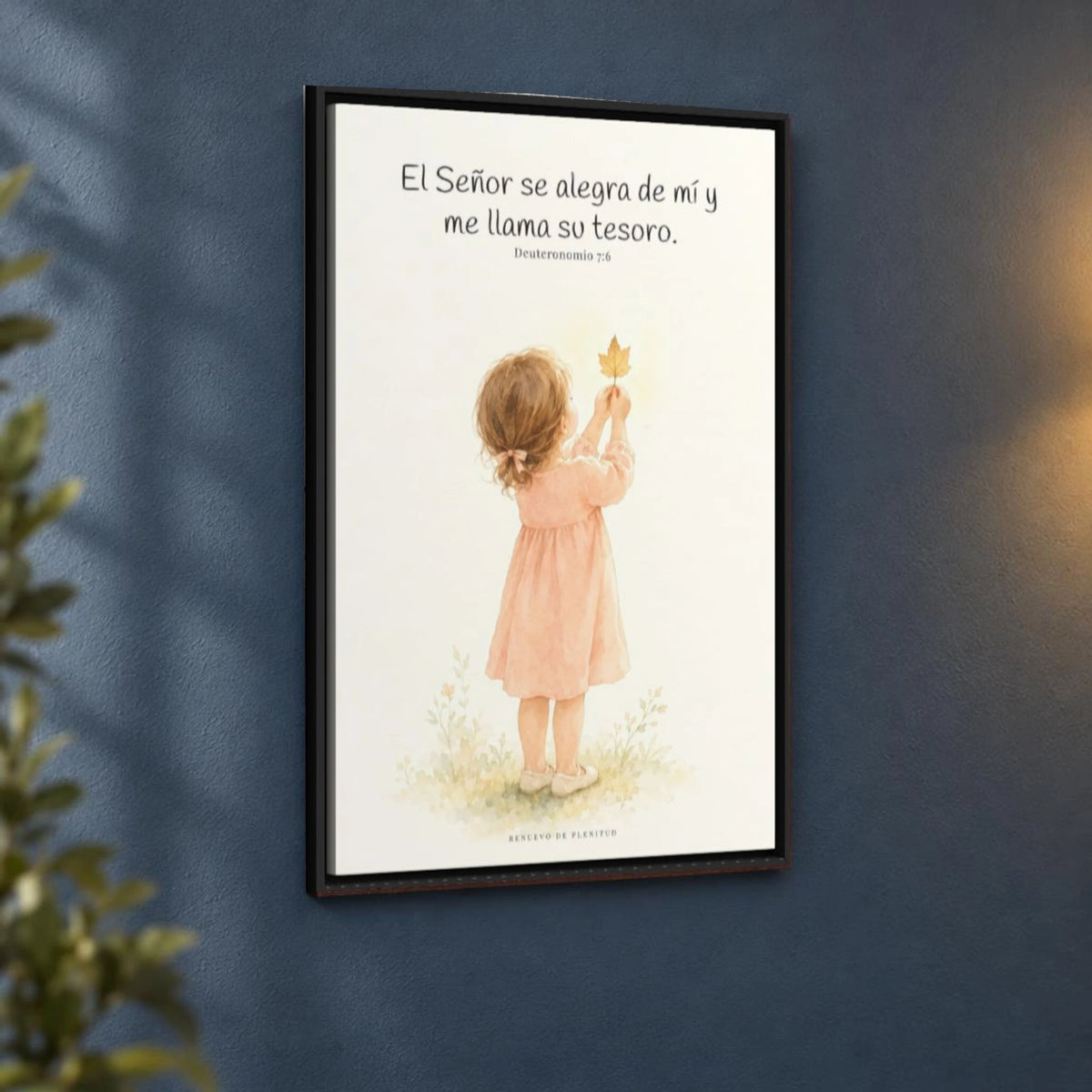 El Señor se alegra de mí | Decoración cristiana enmarcada | Deuteronomio 7:6 — 24×36 pulgadas, marco negro, vista angular ambiental del marco flotante, escala física calibrada