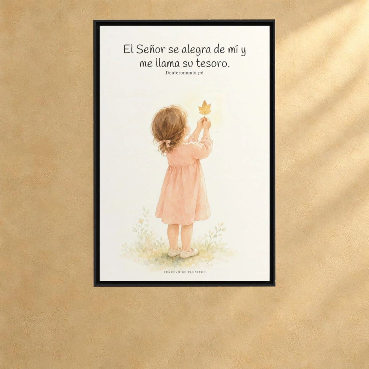 El Señor se alegra de mí | Decoración cristiana enmarcada | Deuteronomio 7:6 — 24×36 pulgadas, marco negro, vista frontal ambiental, escala física calibrada