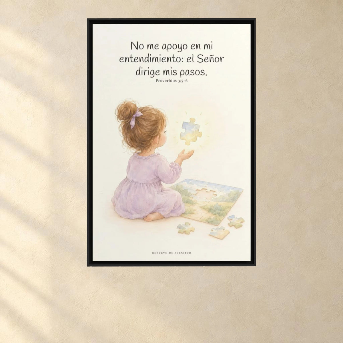 El Señor dirige mis pasos | Decoración cristiana enmarcada | Proverbios 3:5-6 — 24×36 pulgadas, marco negro, vista frontal ambiental, escala física calibrada