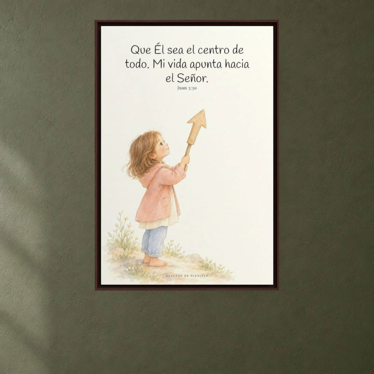 Que Él sea el centro de todo | Cuadro de inspiración bíblica | Juan 3:30 — 24×36 pulgadas, marco espresso, vista frontal ambiental, escala física calibrada