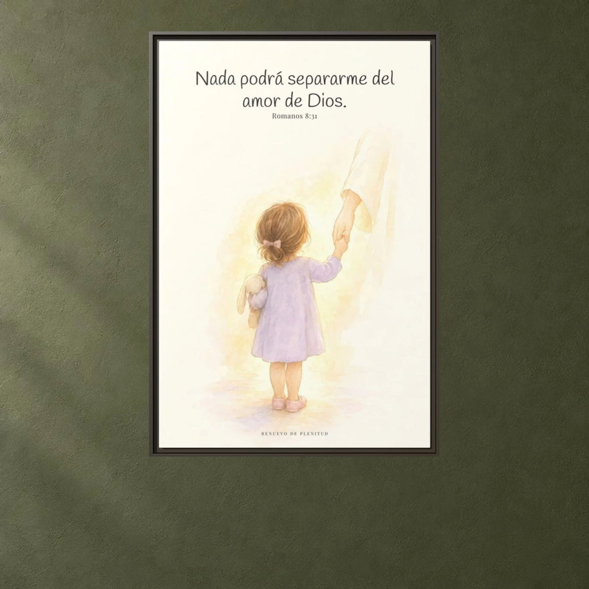 Nada podrá separarme del amor de Dios | Cuadro de inspiración bíblica | Romanos 8:31 — 24×36 pulgadas, marco espresso, vista frontal ambiental, escala física calibrada