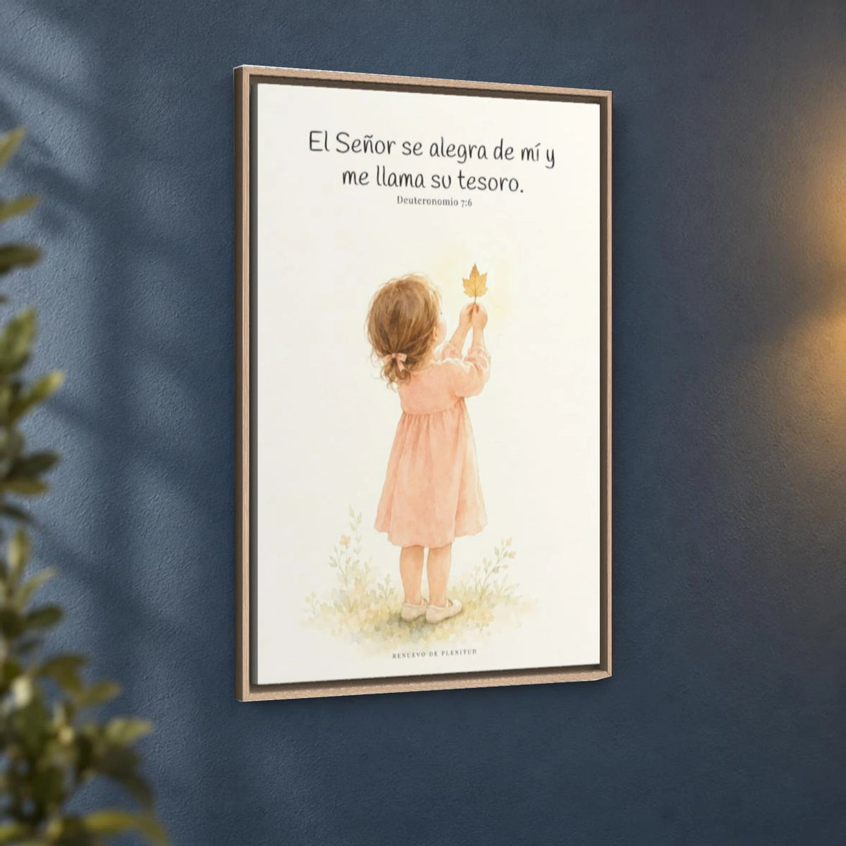 El Señor se alegra de mí | Decoración cristiana enmarcada | Deuteronomio 7:6 — 24×36 pulgadas, marco natural, vista angular ambiental del marco flotante, escala física calibrada