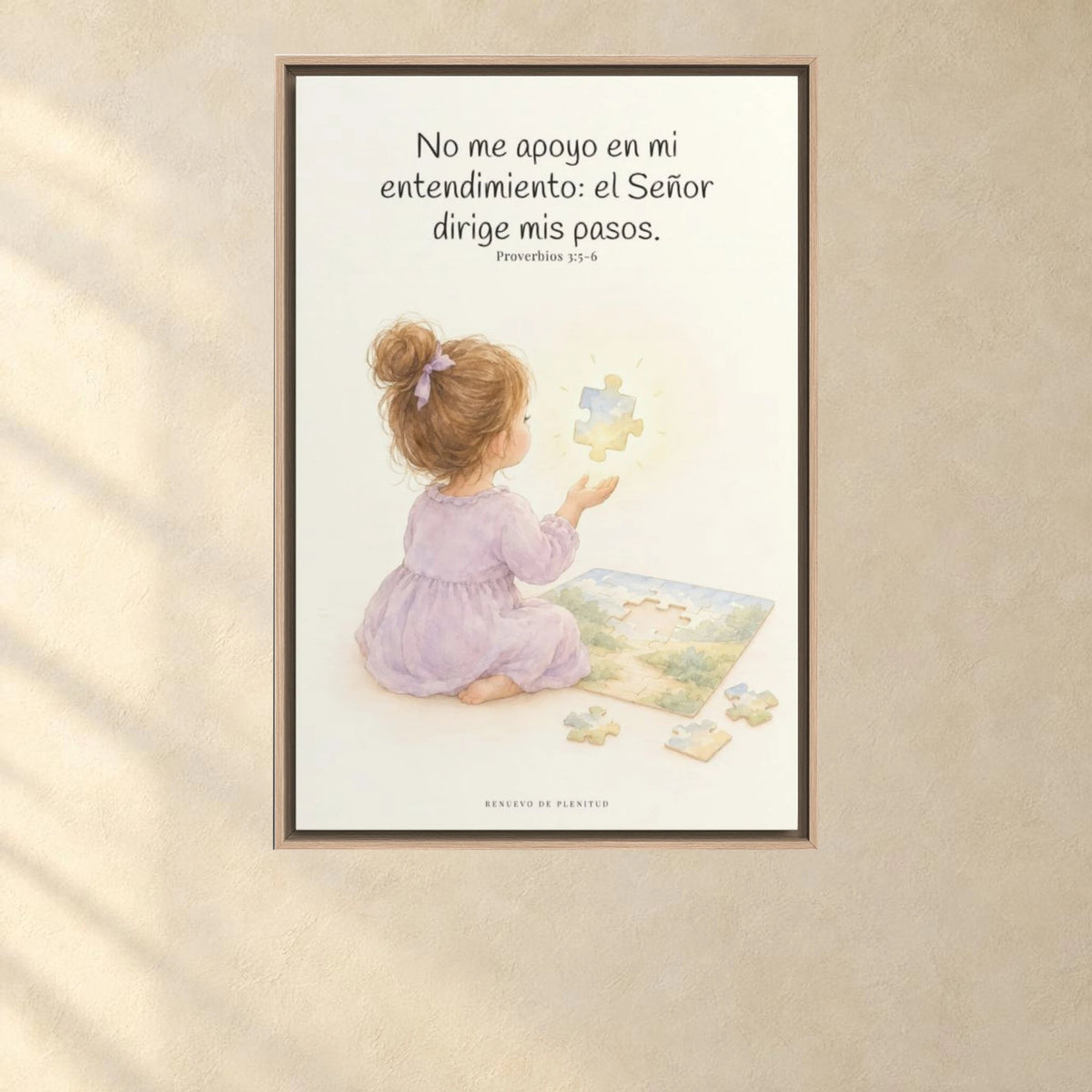 El Señor dirige mis pasos | Decoración cristiana enmarcada | Proverbios 3:5-6 — 24×36 pulgadas, marco natural, vista frontal ambiental, escala física calibrada