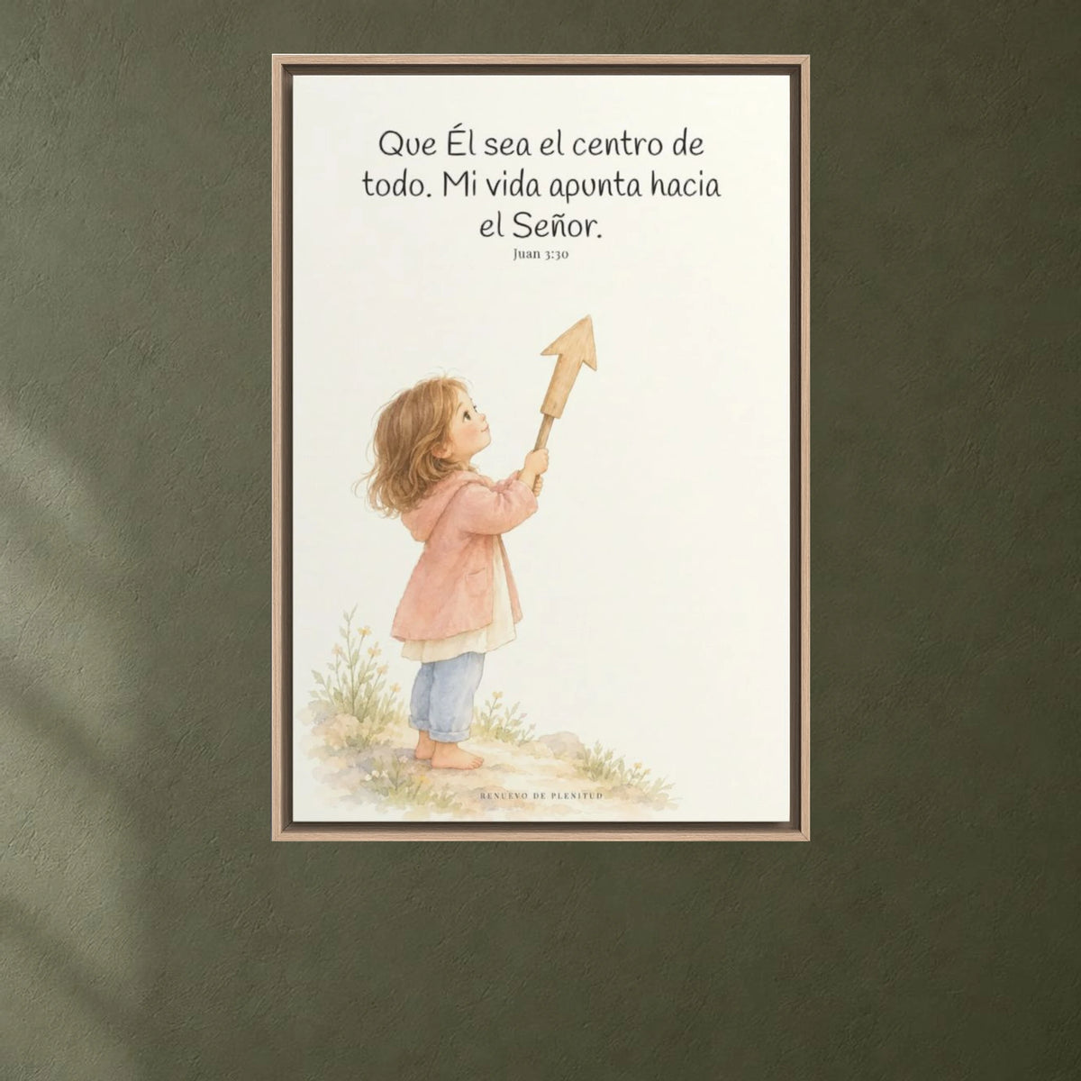Que Él sea el centro de todo | Cuadro de inspiración bíblica | Juan 3:30 — 24×36 pulgadas, marco natural, vista frontal ambiental, escala física calibrada
