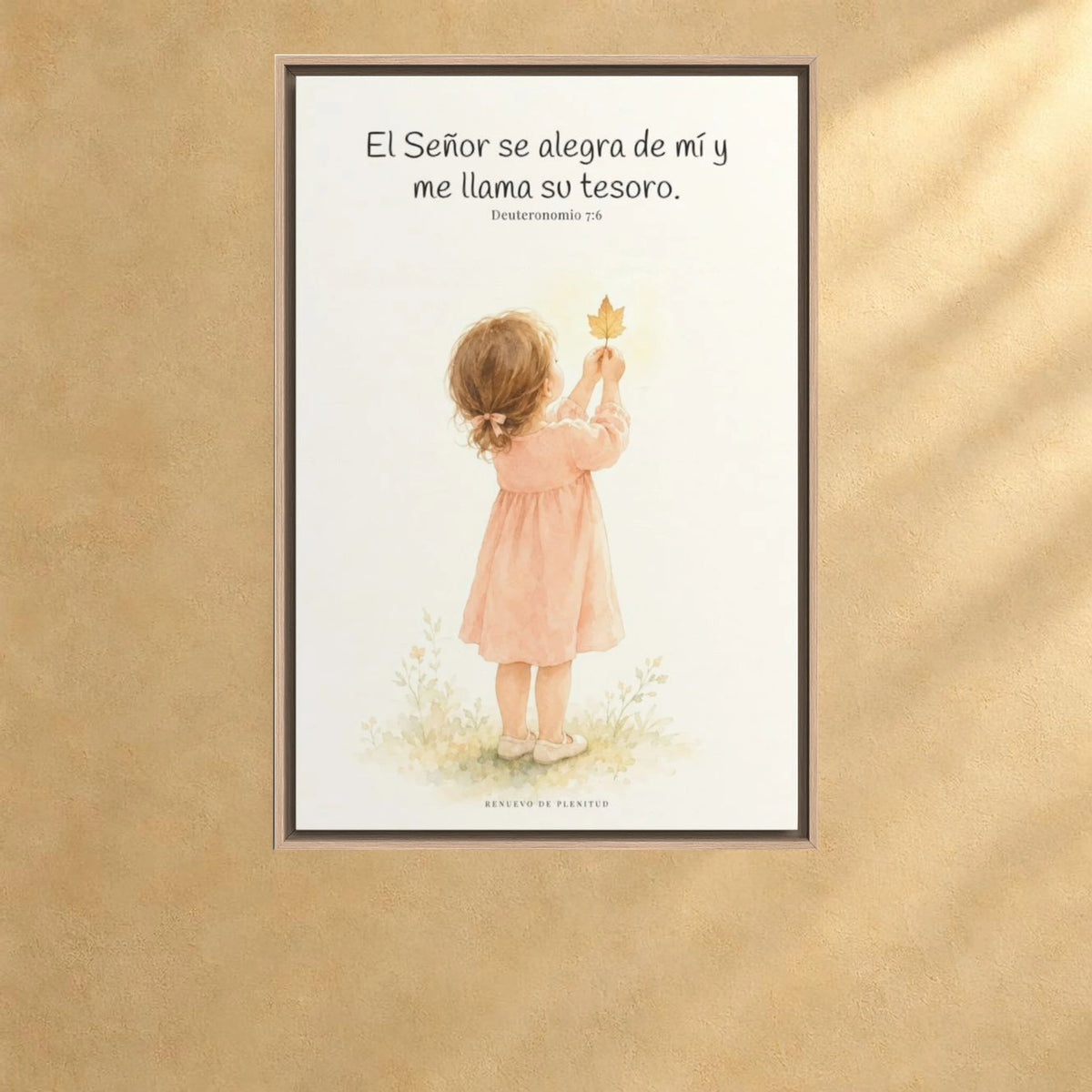 El Señor se alegra de mí | Decoración cristiana enmarcada | Deuteronomio 7:6 — 24×36 pulgadas, marco natural, vista frontal ambiental, escala física calibrada