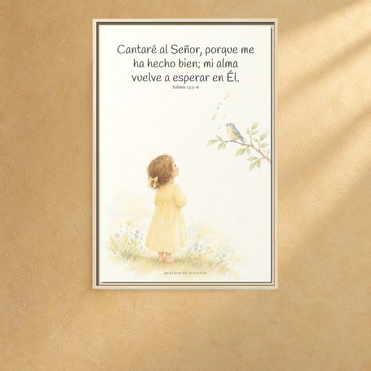 Cantaré a Jehová porque me ha hecho bien — Lienzo Cristiano Enmarcado | Salmo 13:5-6 — 24×36 pulgadas, marco natural, vista frontal ambiental, escala física calibrada
