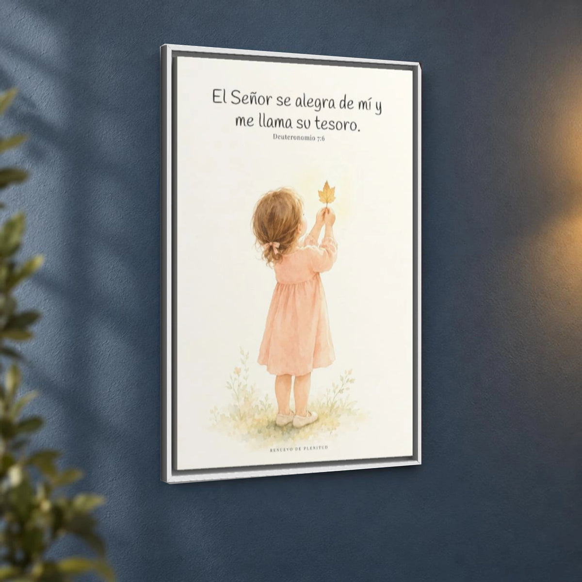 El Señor se alegra de mí | Decoración cristiana enmarcada | Deuteronomio 7:6 — 24×36 pulgadas, marco blanco, vista angular ambiental del marco flotante, escala física calibrada