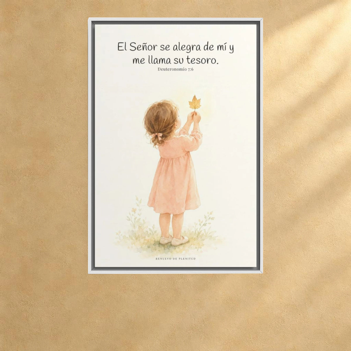 El Señor se alegra de mí | Decoración cristiana enmarcada | Deuteronomio 7:6 — 24×36 pulgadas, marco blanco, vista frontal ambiental, escala física calibrada