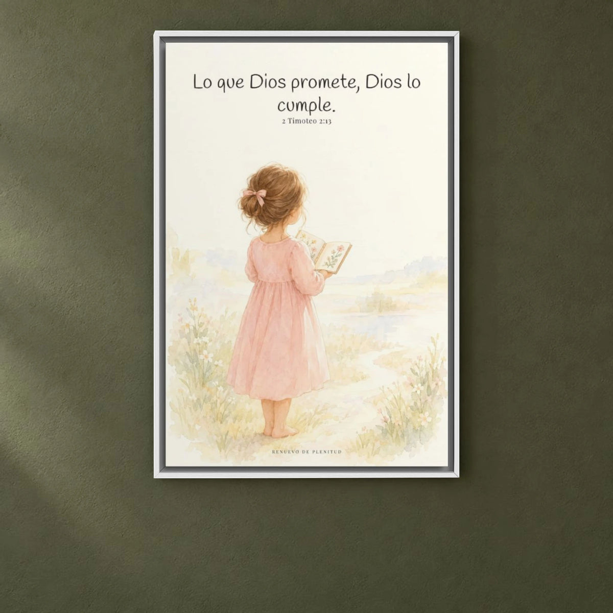 Su palabra no vuelve vacía | Arte de fe en lienzo | 2 Timoteo 2:13 — 24×36 pulgadas, marco blanco, vista frontal ambiental, escala física calibrada