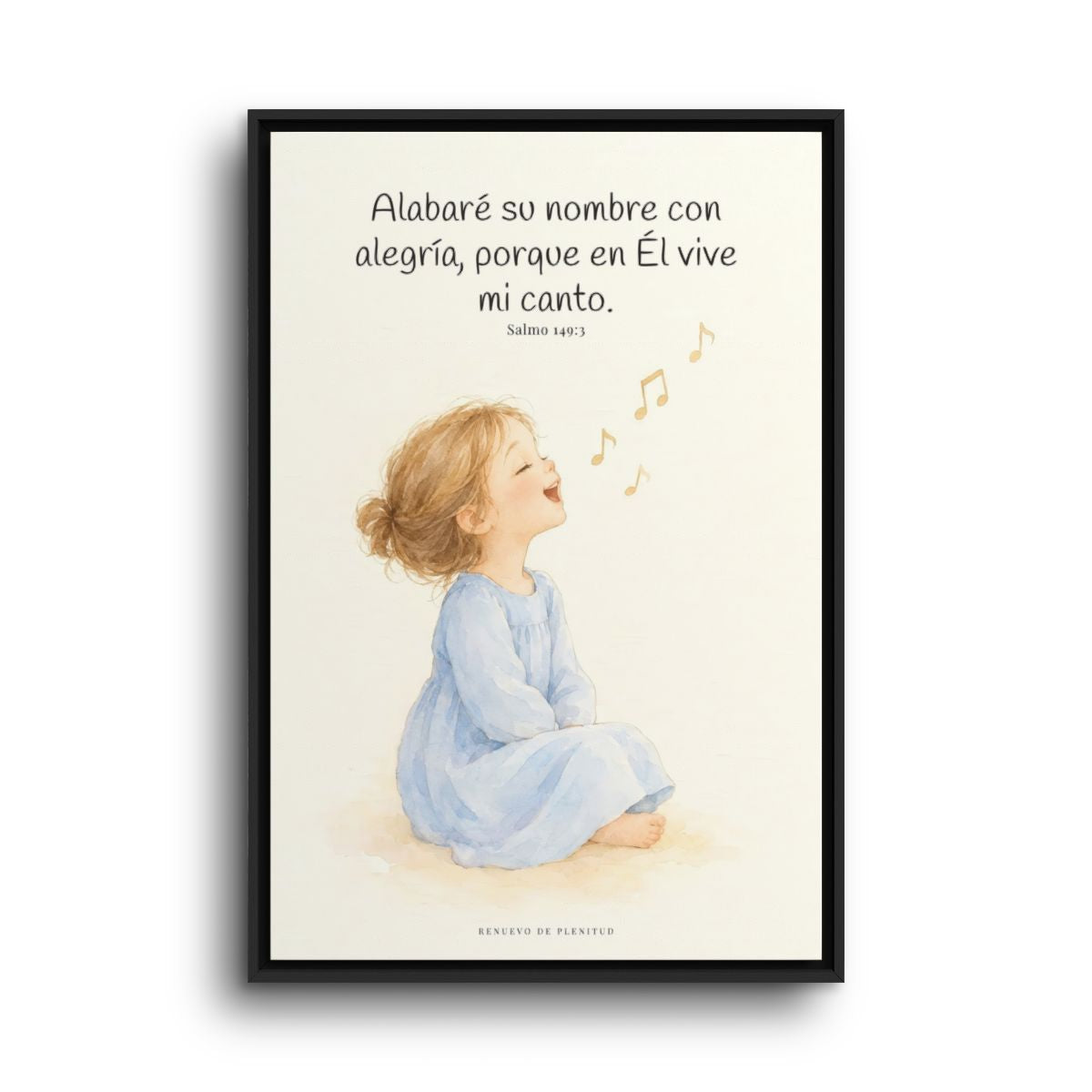 Alabaré su nombre con alegría | Arte cristiano enmarcado | Salmo 149:3 — 24×36 pulgadas, marco negro, vista frontal