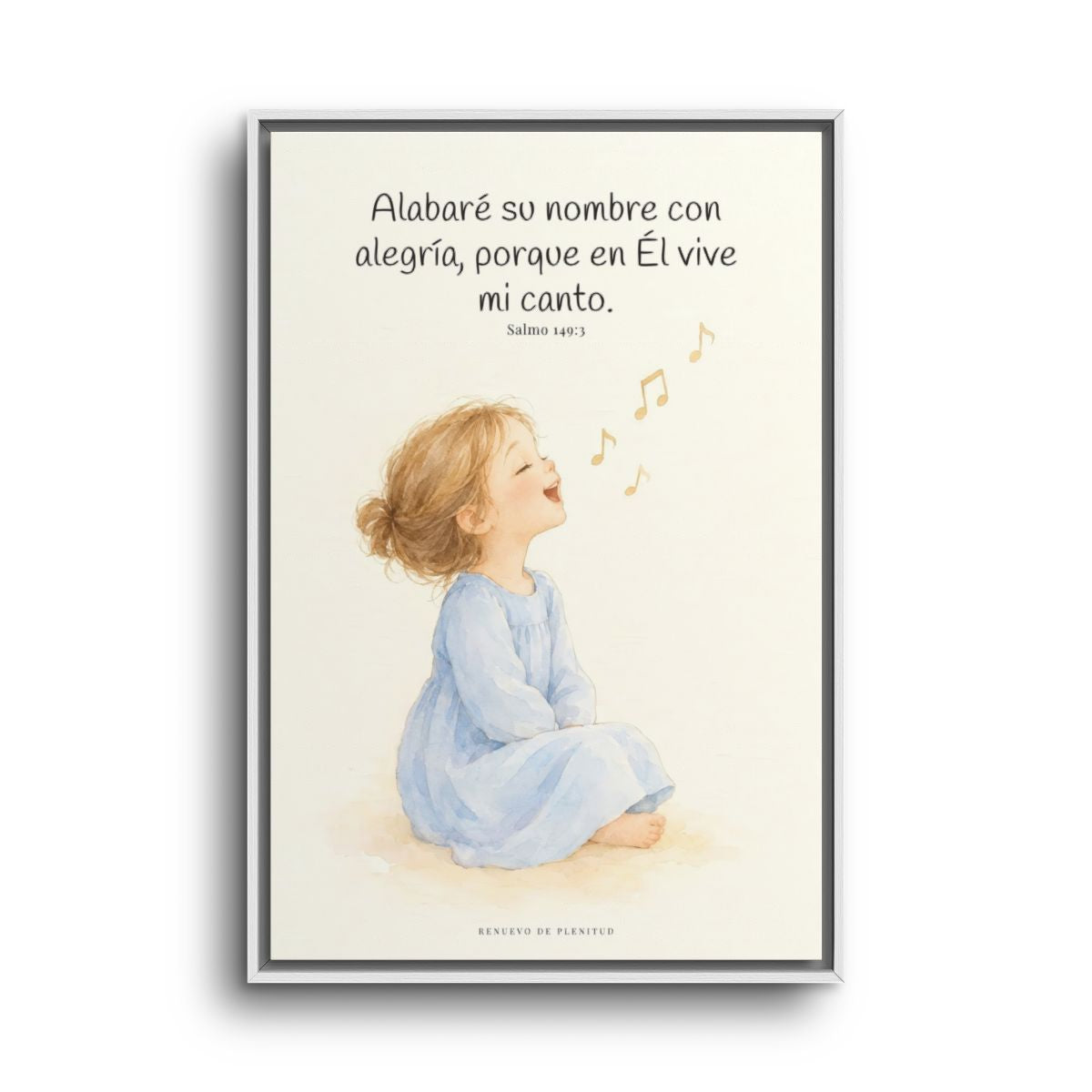 Alabaré su nombre con alegría | Arte cristiano enmarcado | Salmo 149:3 — 24×36 pulgadas, marco blanco, vista frontal