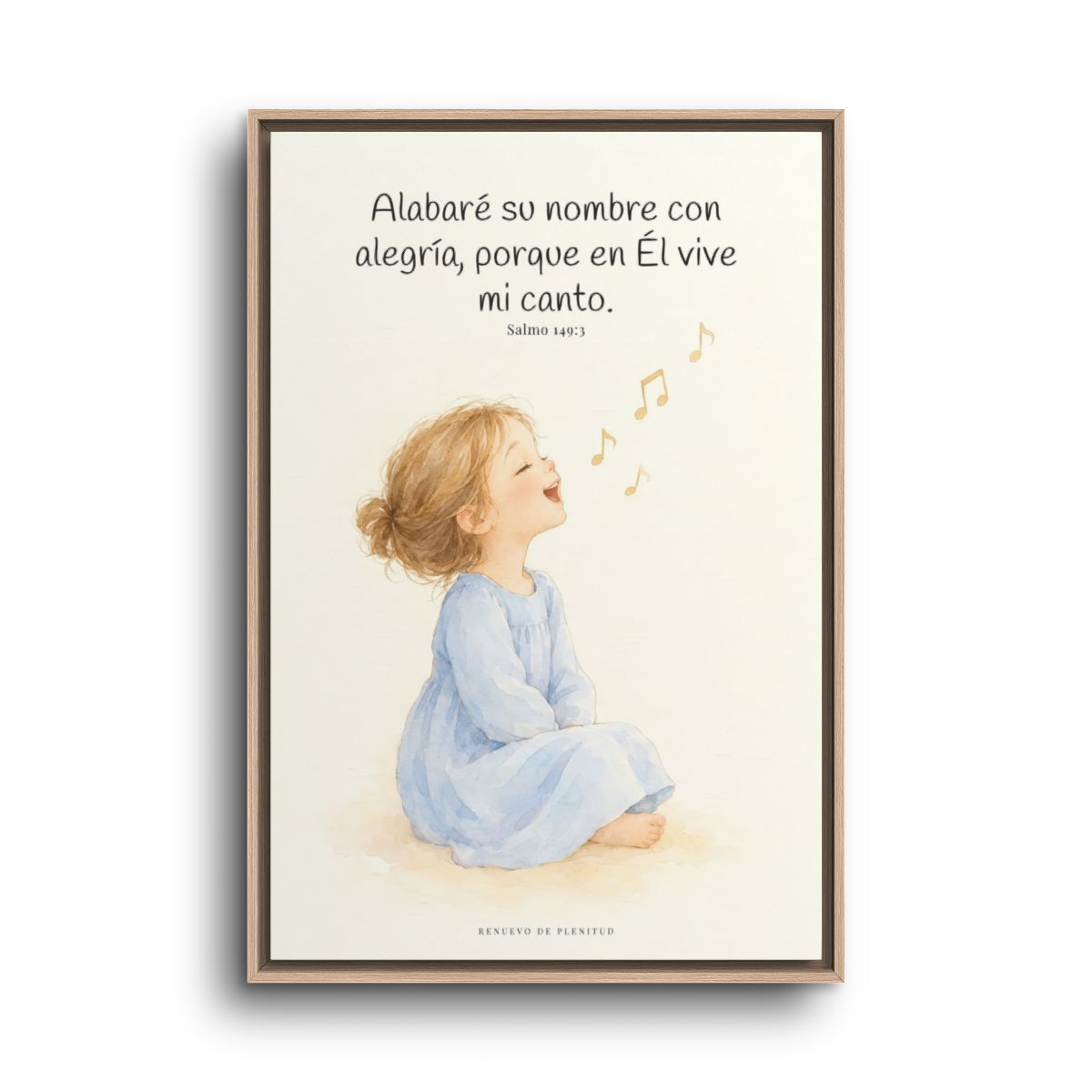 Alabaré su nombre con alegría | Arte cristiano enmarcado | Salmo 149:3 — 24×36 pulgadas, marco natural, vista frontal