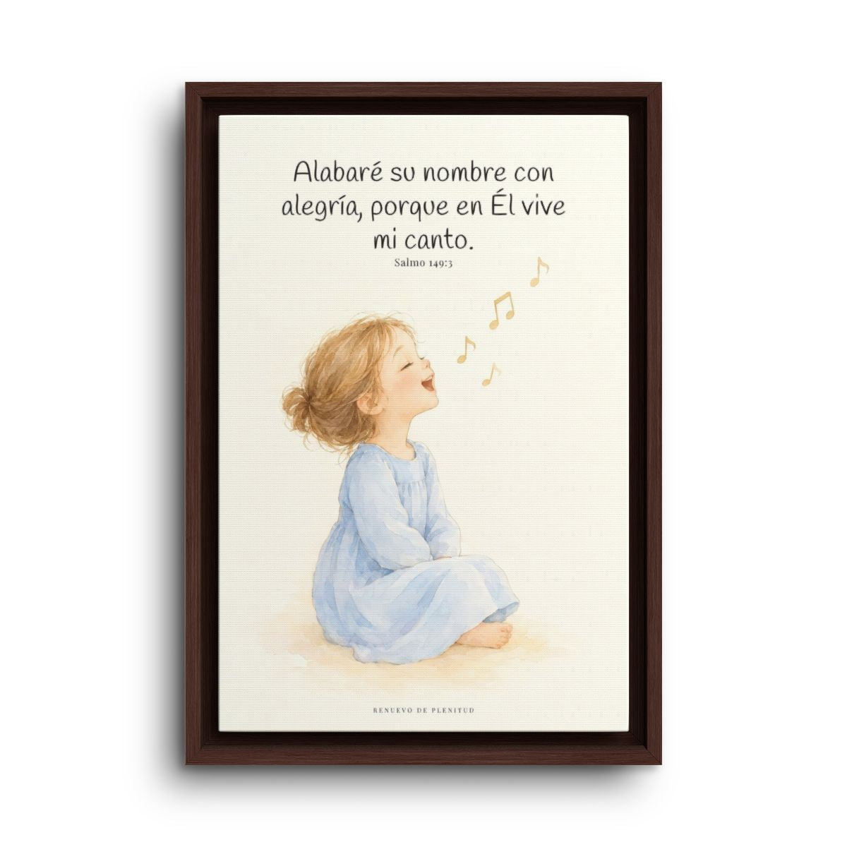 Alabaré su nombre con alegría | Arte cristiano enmarcado | Salmo 149:3 — 12×18 pulgadas, marco espresso, vista frontal