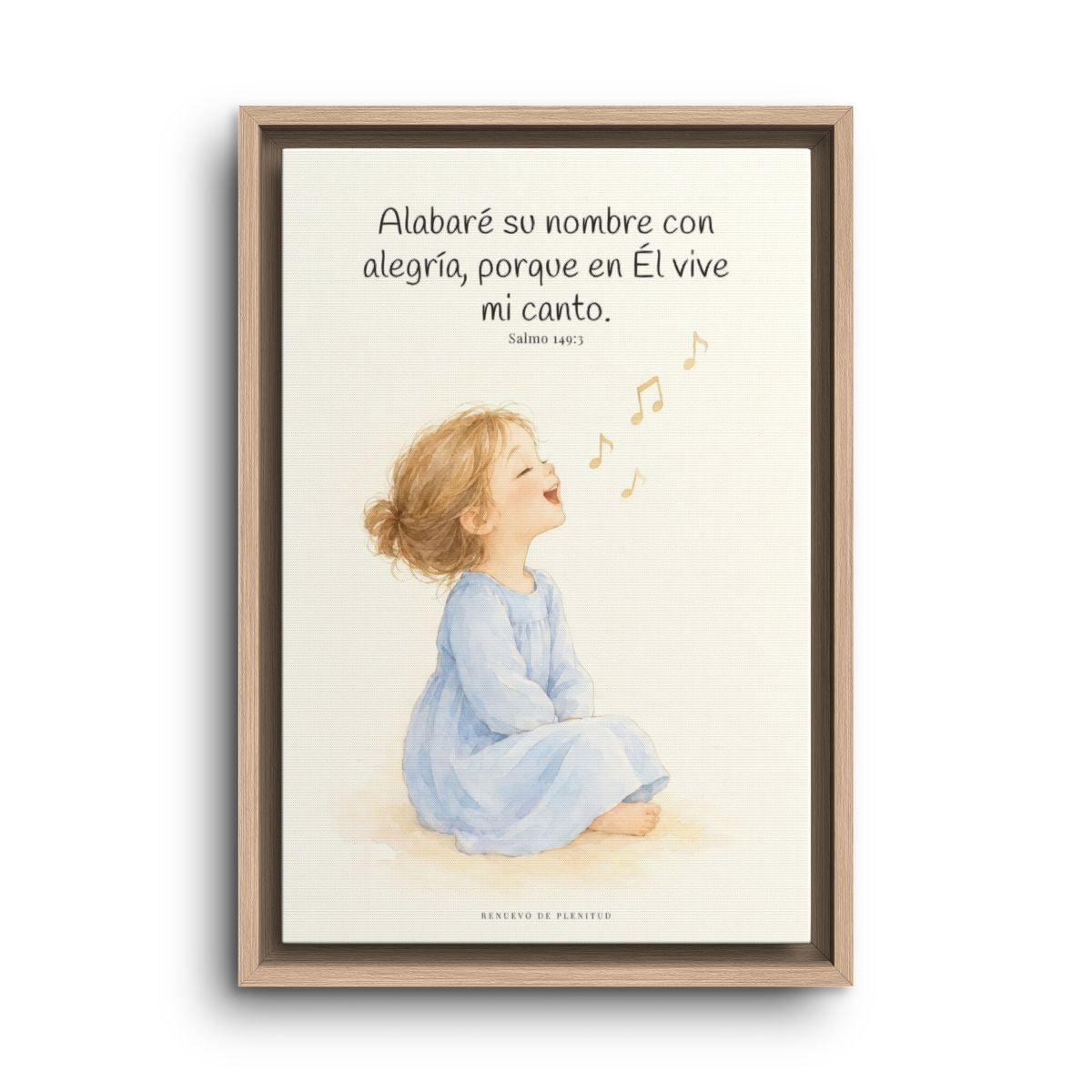 Alabaré su nombre con alegría | Arte cristiano enmarcado | Salmo 149:3 — 12×18 pulgadas, marco natural, vista frontal