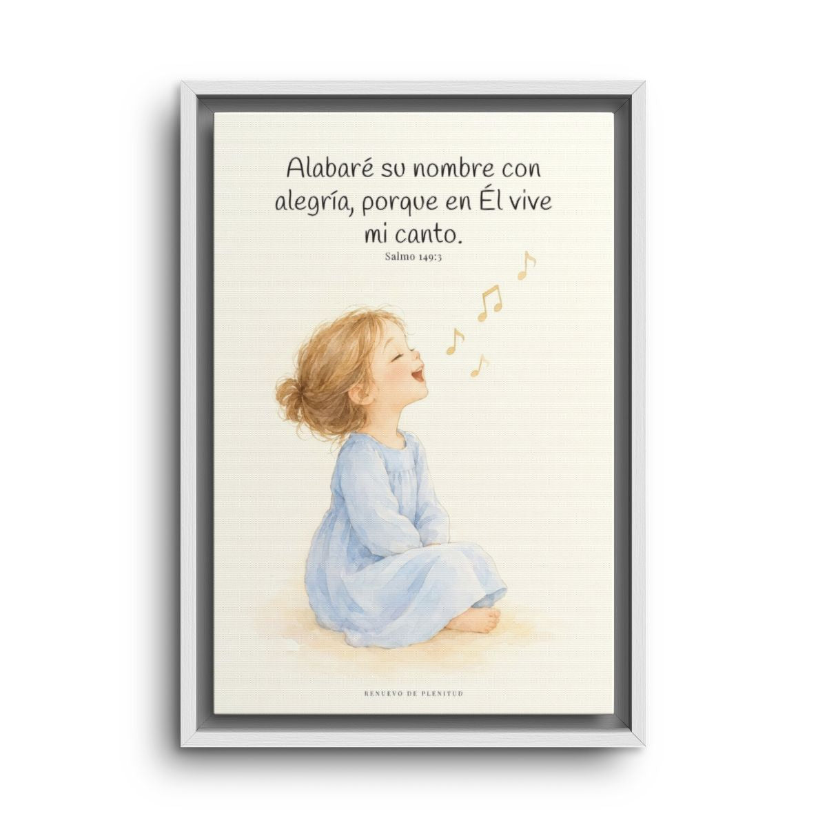 Alabaré su nombre con alegría | Arte cristiano enmarcado | Salmo 149:3 — 12×18 pulgadas, marco blanco, vista frontal