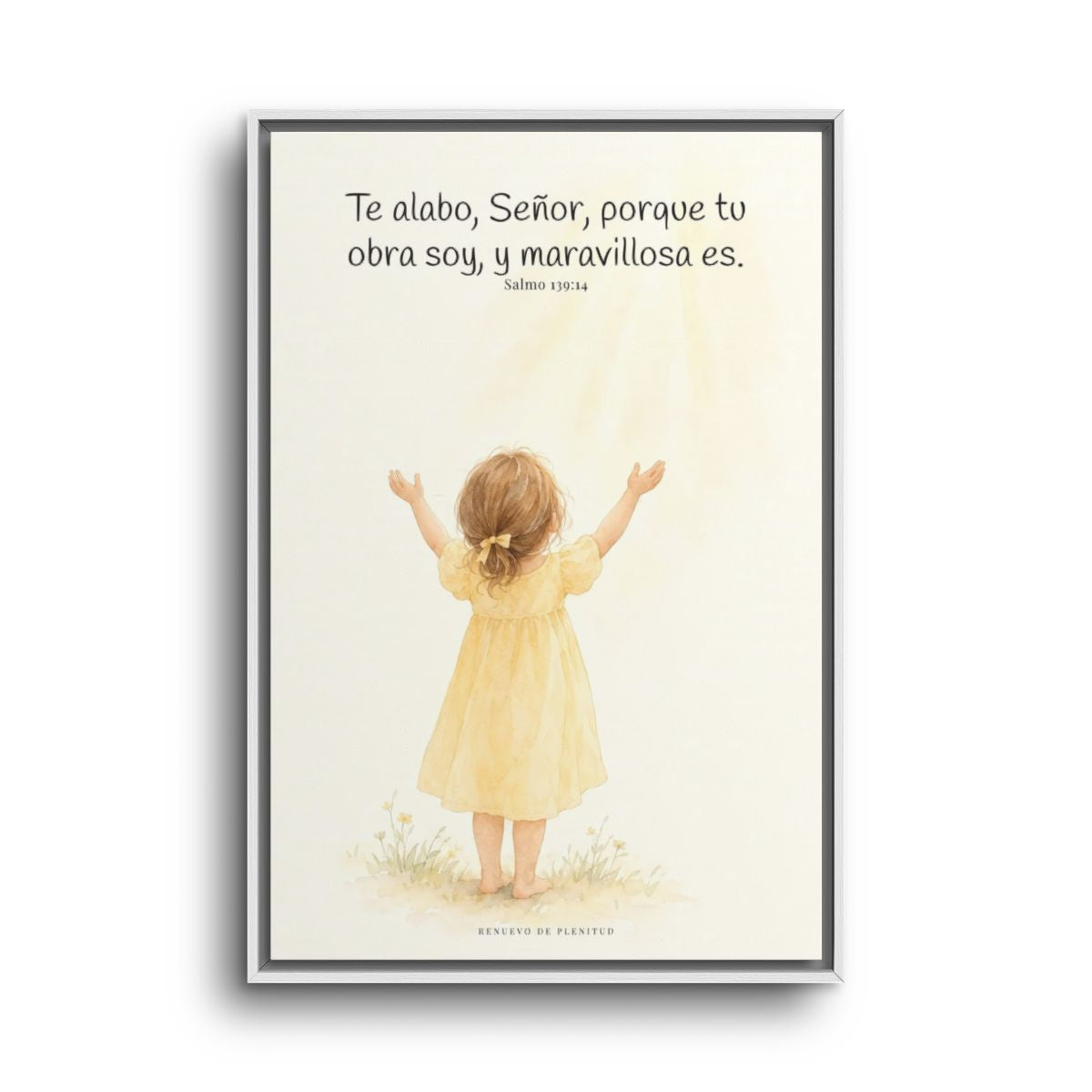 Alabo a mi Creador porque su obra soy | Arte bíblico para pared | Salmo 139:14 — 24×36 pulgadas, marco blanco, vista frontal