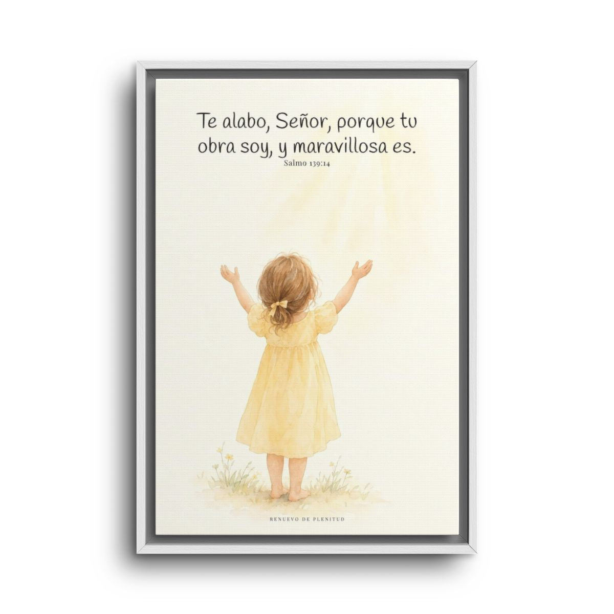 Alabo a mi Creador porque su obra soy | Arte bíblico para pared | Salmo 139:14 — 16×24 pulgadas, marco blanco, vista frontal