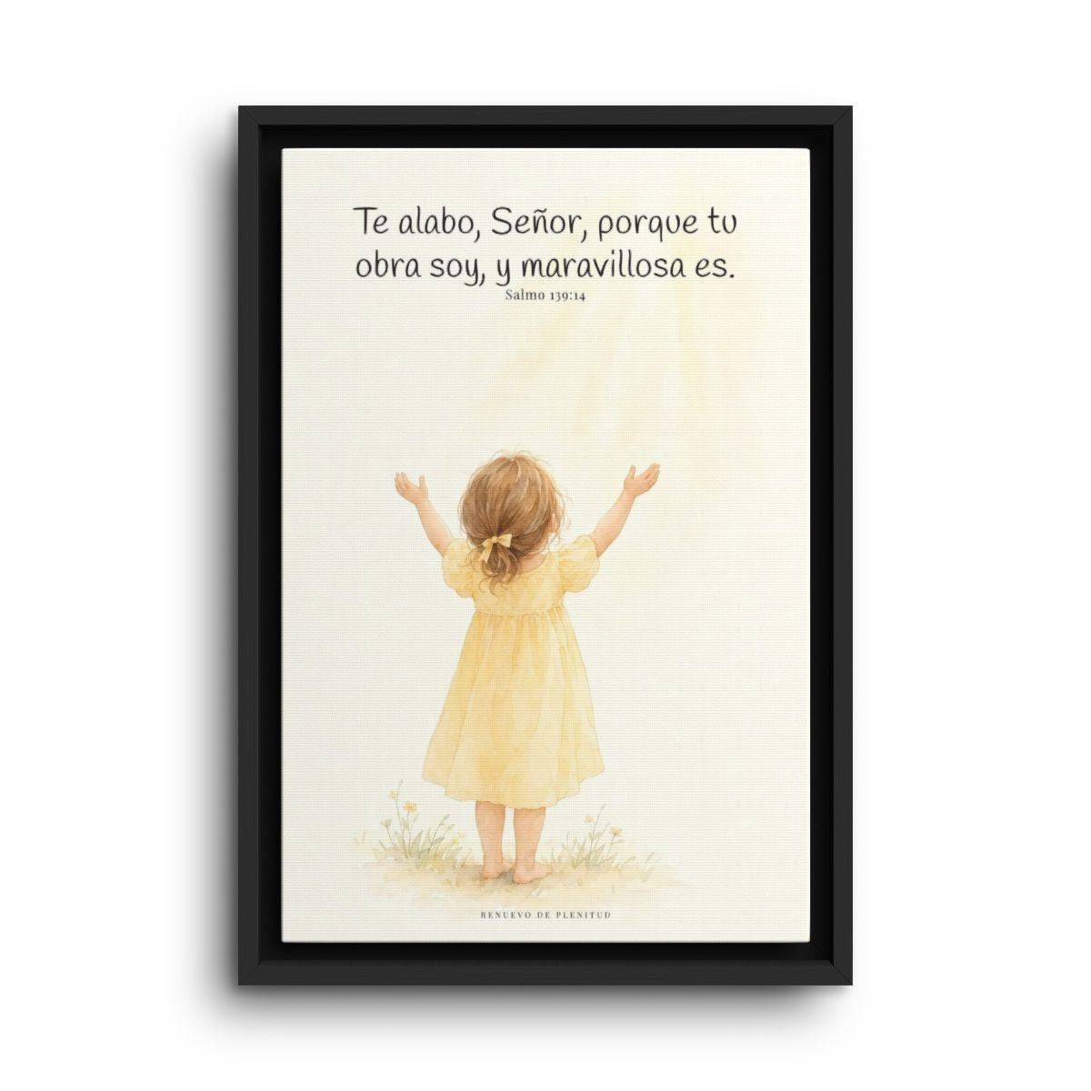 Alabo a mi Creador porque su obra soy | Arte bíblico para pared | Salmo 139:14 — 12×18 pulgadas, marco negro, vista frontal
