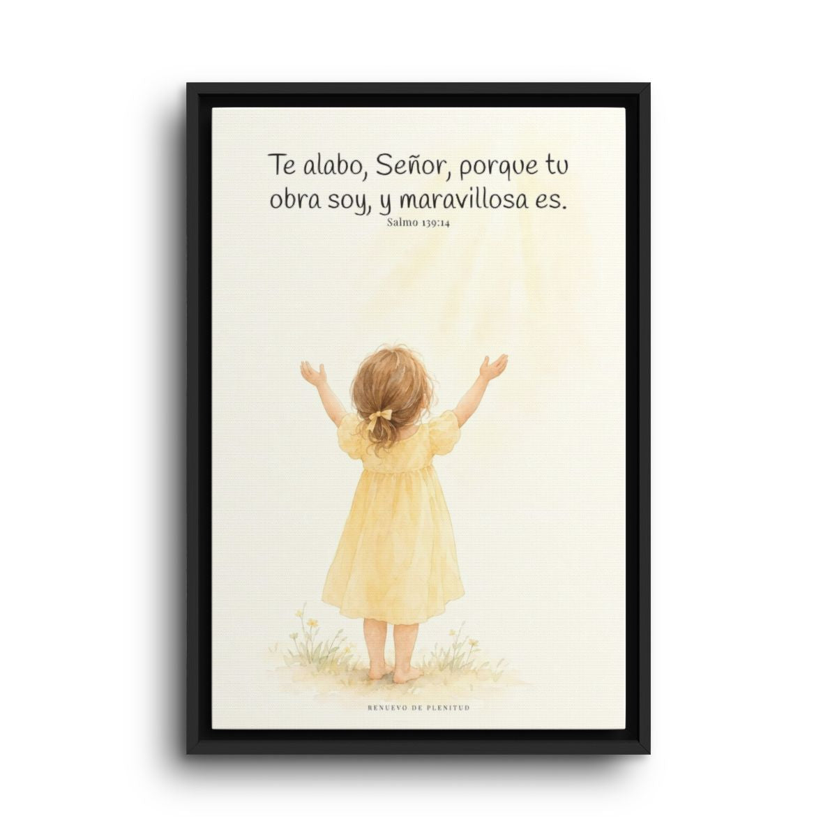 Alabo a mi Creador porque su obra soy | Arte bíblico para pared | Salmo 139:14 — 16×24 pulgadas, marco negro, vista frontal