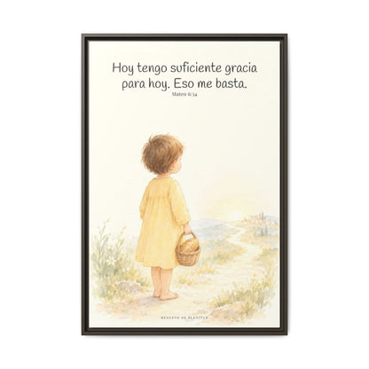 Basta a cada día su propio afán — Lienzo Cristiano Enmarcado | Mateo 6:34 — 24×36 pulgadas, marco espresso, vista frontal