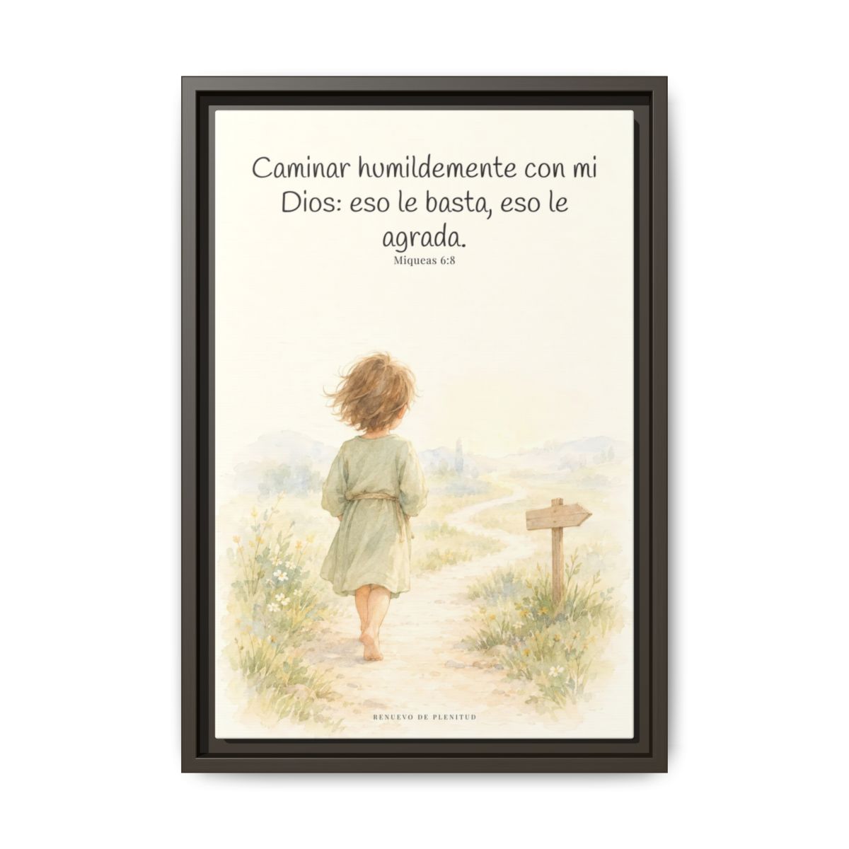 Caminar con Dios es suficiente — Lienzo Cristiano Enmarcado | Miqueas 6:8 — 12×18 pulgadas, marco espresso, vista frontal