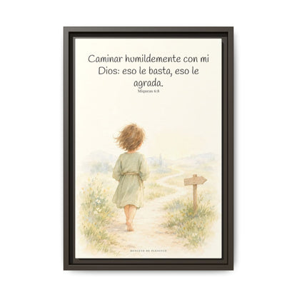 Caminar con Dios es suficiente — Lienzo Cristiano Enmarcado | Miqueas 6:8 — 12×18 pulgadas, marco espresso, vista frontal