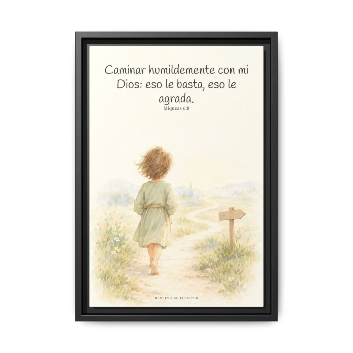 Caminar con Dios es suficiente — Lienzo Cristiano Enmarcado | Miqueas 6:8 — 12×18 pulgadas, marco negro, vista frontal