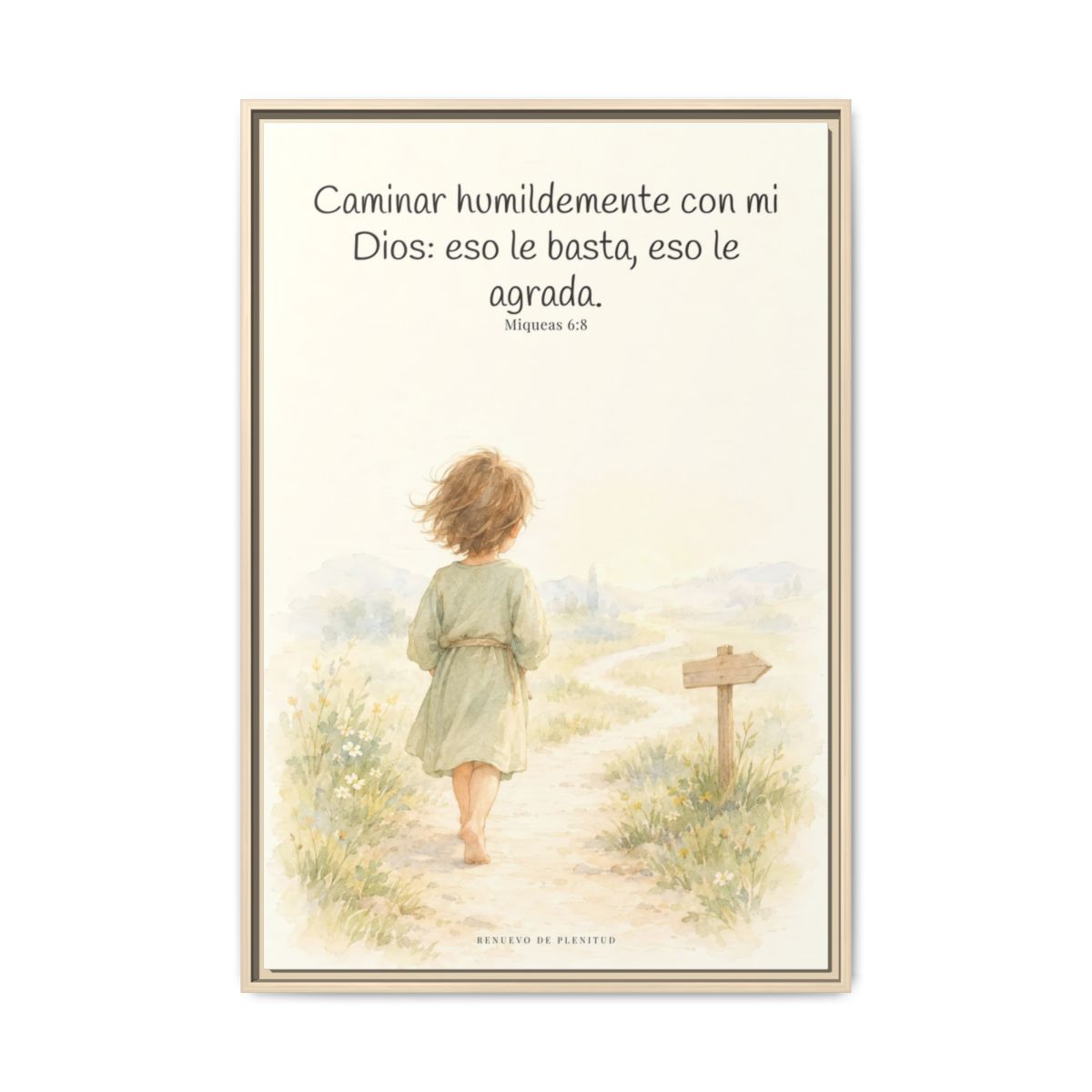 Caminar con Dios es suficiente — Lienzo Cristiano Enmarcado | Miqueas 6:8 — 24×36 pulgadas, marco natural, vista frontal
