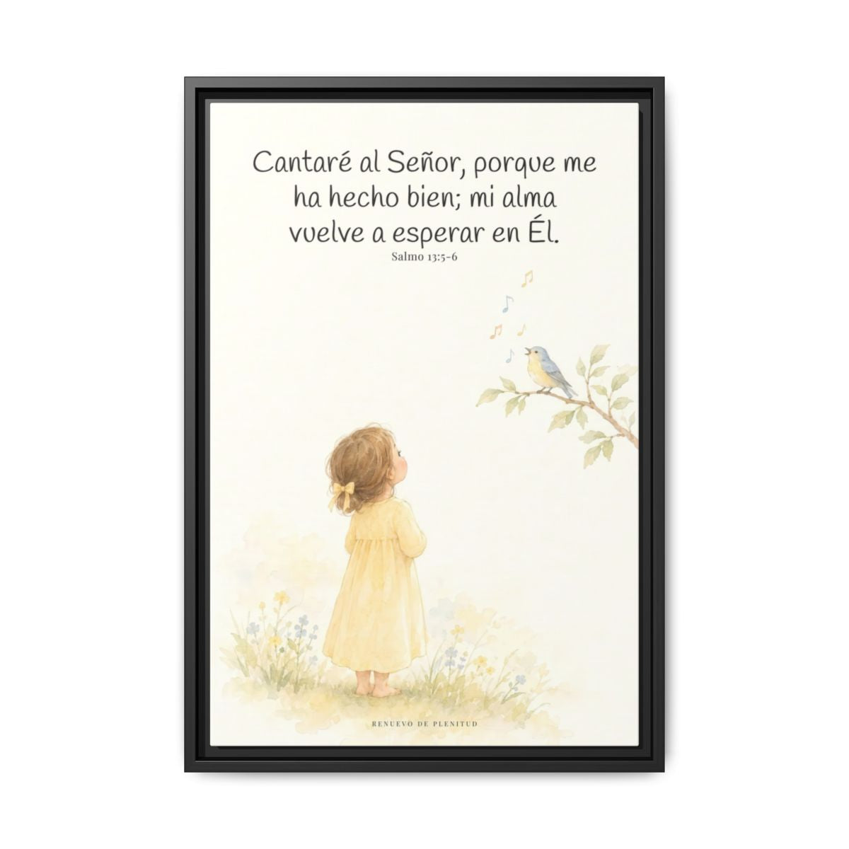 Cantaré a Jehová porque me ha hecho bien — Lienzo Cristiano Enmarcado | Salmo 13:5-6 — 16×24 pulgadas, marco negro, vista frontal
