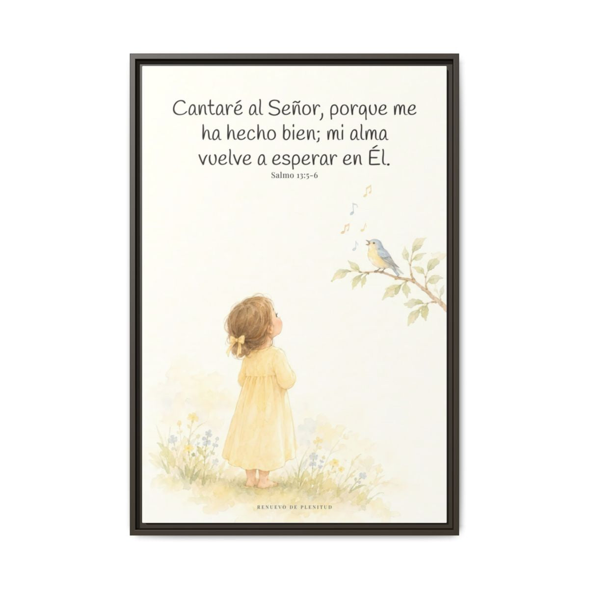 Cantaré a Jehová porque me ha hecho bien — Lienzo Cristiano Enmarcado | Salmo 13:5-6 — 24×36 pulgadas, marco espresso, vista frontal