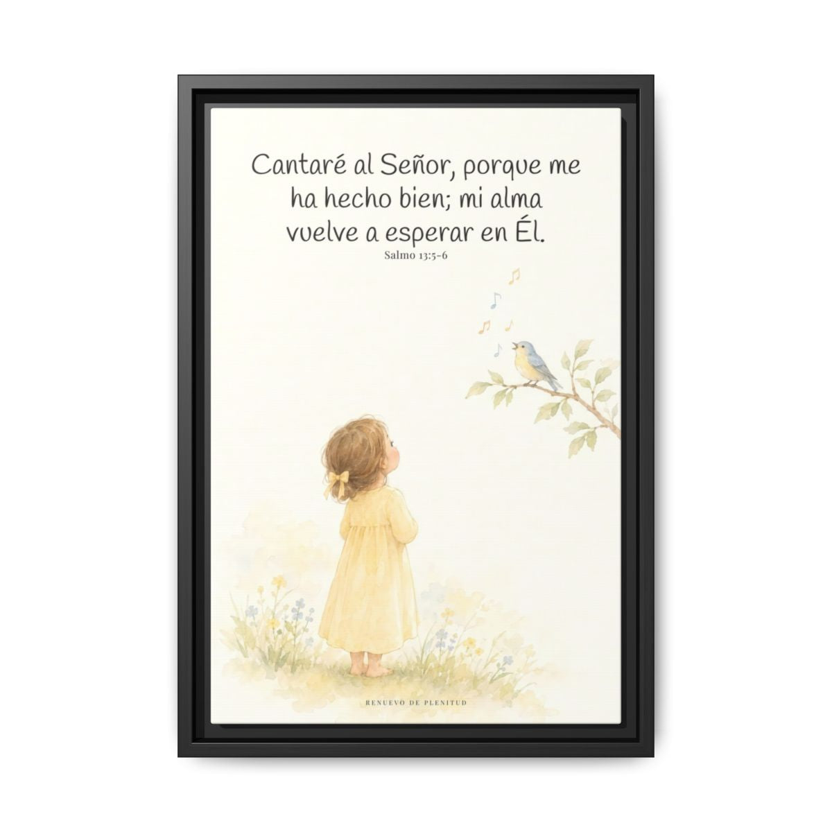 Cantaré a Jehová porque me ha hecho bien — Lienzo Cristiano Enmarcado | Salmo 13:5-6 — 12×18 pulgadas, marco negro, vista frontal