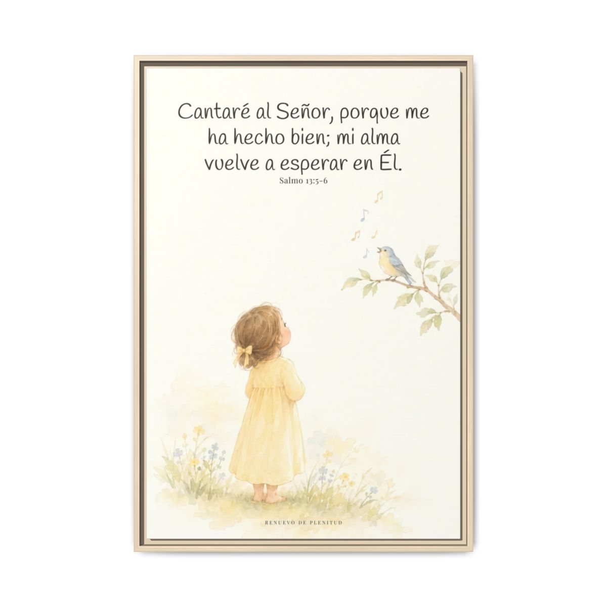 Cantaré a Jehová porque me ha hecho bien — Lienzo Cristiano Enmarcado | Salmo 13:5-6 — 24×36 pulgadas, marco natural, vista frontal