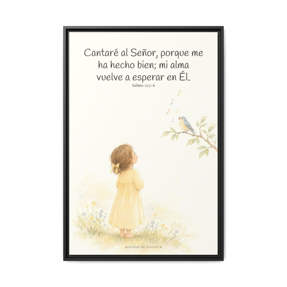 Cantaré a Jehová porque me ha hecho bien — Lienzo Cristiano Enmarcado | Salmo 13:5-6 — 24×36 pulgadas, marco negro, vista frontal