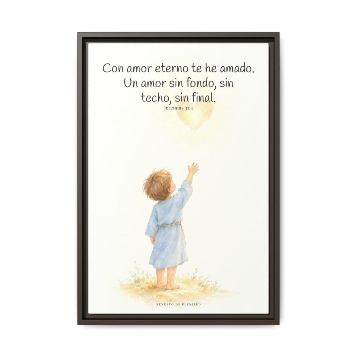 Con amor eterno te he amado — Lienzo Cristiano Enmarcado | Jeremías 31:3 — 16×24 pulgadas, marco espresso, vista frontal