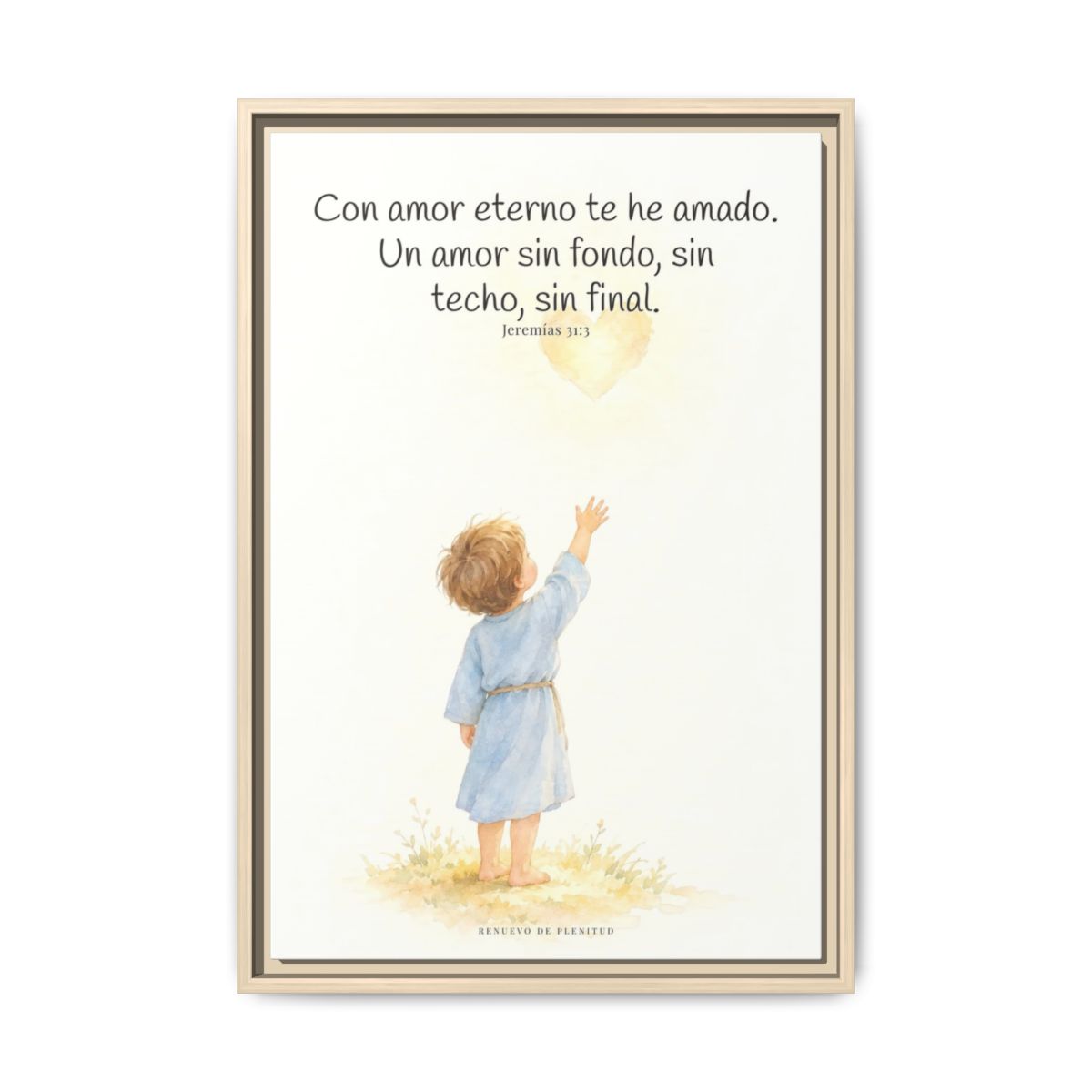 Con amor eterno te he amado — Lienzo Cristiano Enmarcado | Jeremías 31:3 — 16×24 pulgadas, marco natural, vista frontal
