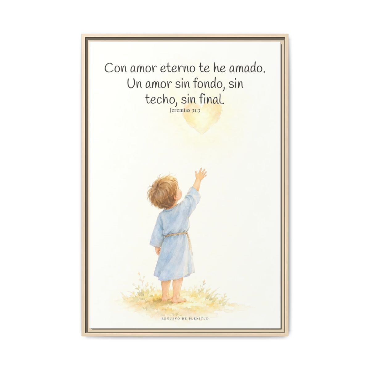 Con amor eterno te he amado — Lienzo Cristiano Enmarcado | Jeremías 31:3 — 24×36 pulgadas, marco natural, vista frontal