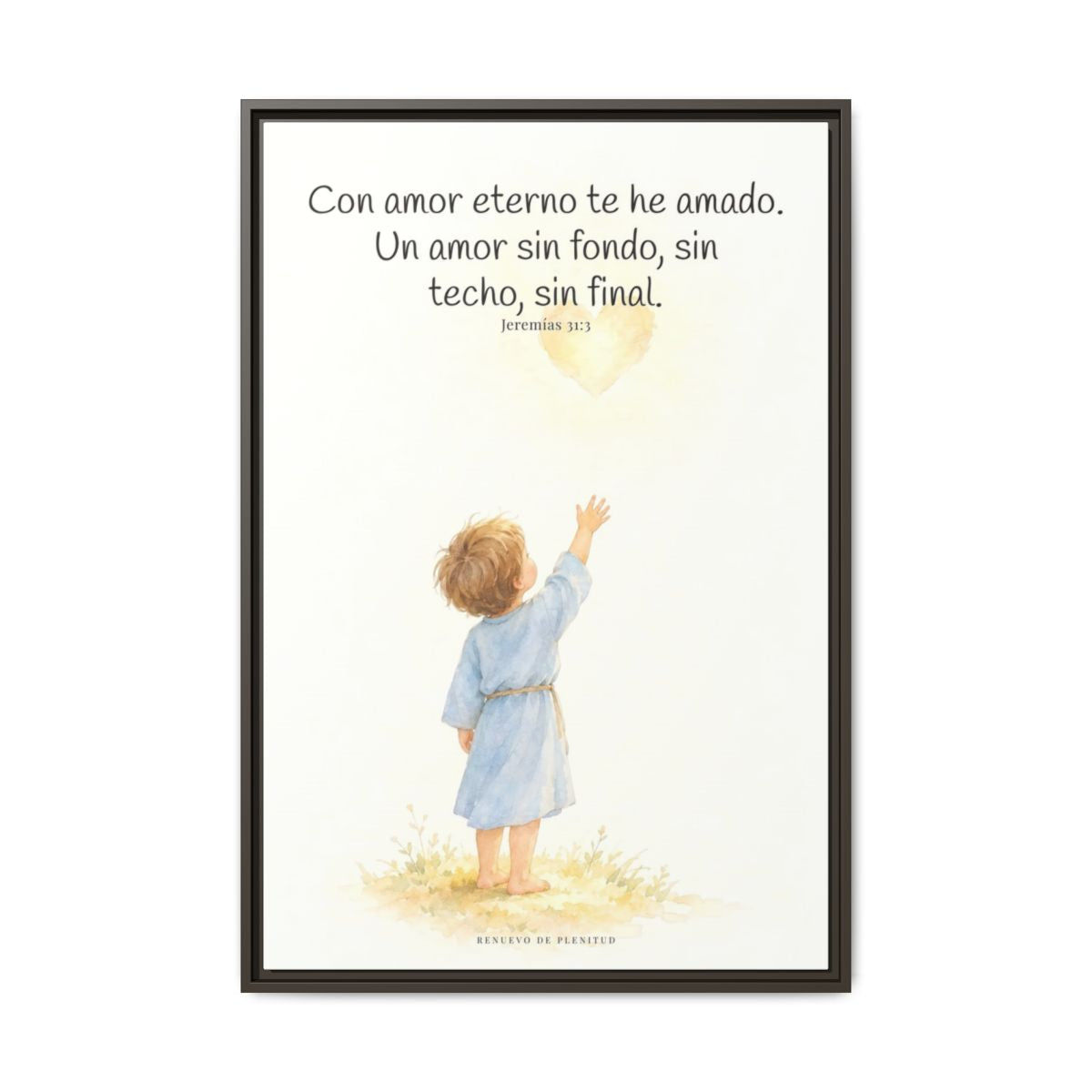 Con amor eterno te he amado — Lienzo Cristiano Enmarcado | Jeremías 31:3 — 24×36 pulgadas, marco espresso, vista frontal
