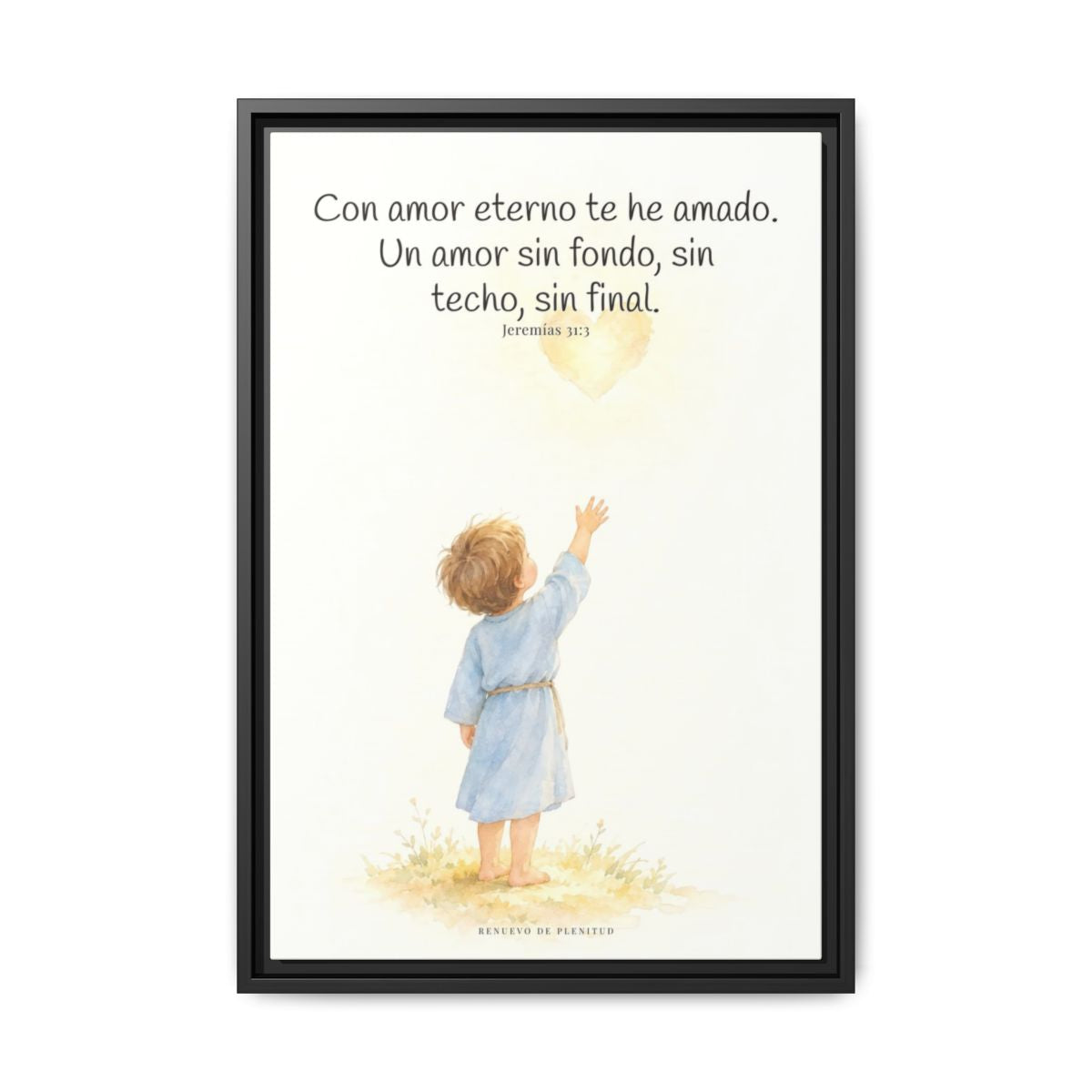 Con amor eterno te he amado — Lienzo Cristiano Enmarcado | Jeremías 31:3 — 16×24 pulgadas, marco negro, vista frontal