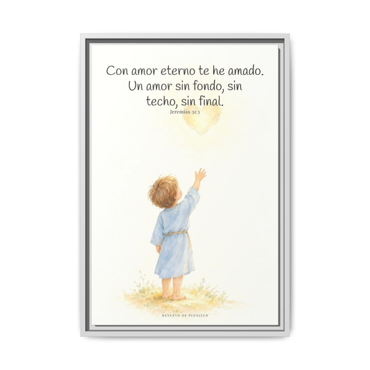 Con amor eterno te he amado — Lienzo Cristiano Enmarcado | Jeremías 31:3 — 16×24 pulgadas, marco blanco, vista frontal